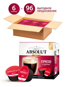 Кофе в капсулах Drive Absolut ЭСПРЕССО, для кофемашин Dolce Gusto (Дольче Густо), 96 капсул