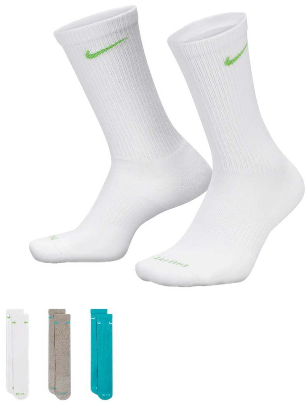 Теннисные носки Nike Everyday Plus Cushioned Training Crew 3P - разноцветный