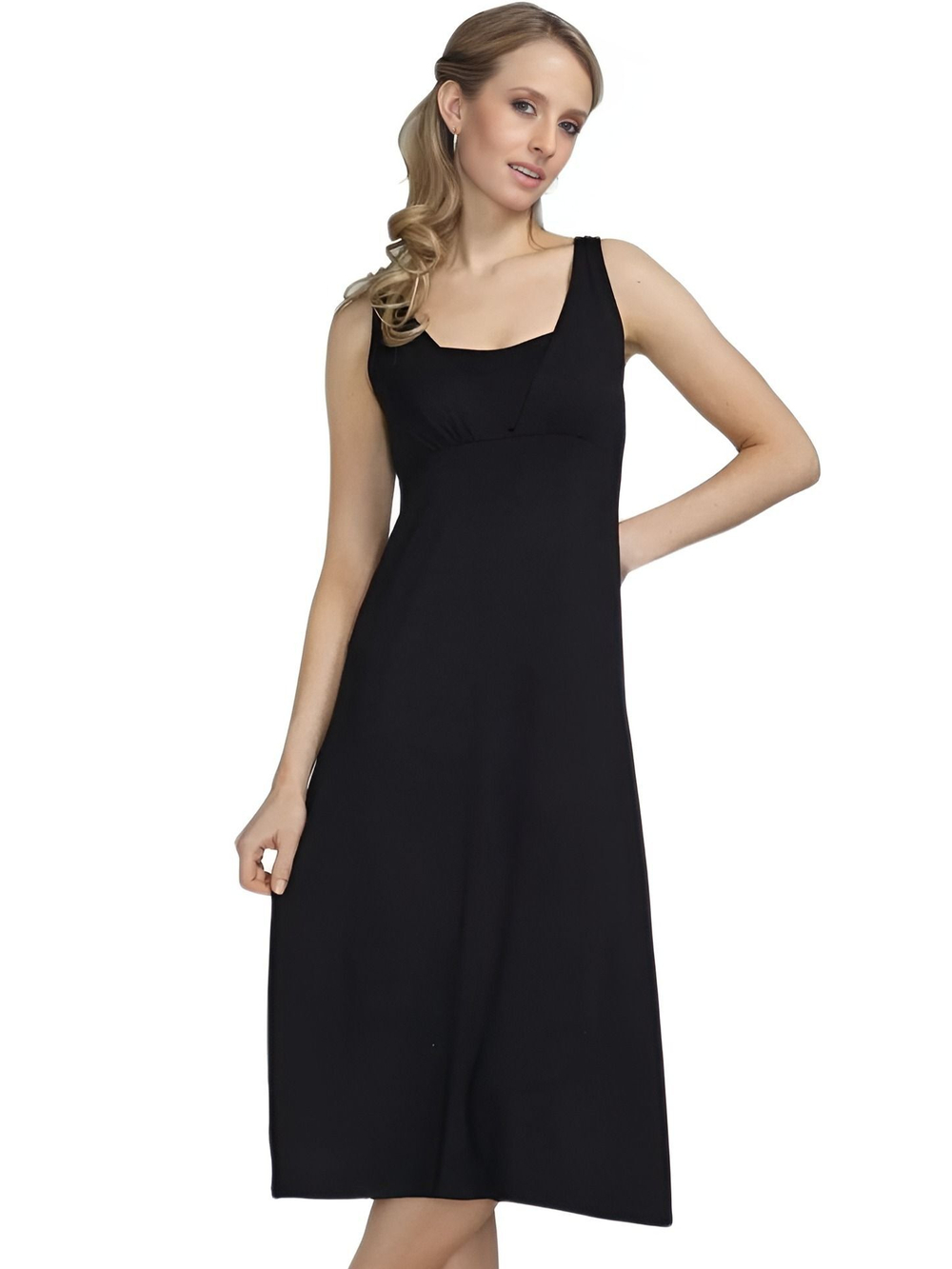 Платье Dress Midi со встроенным лифом, модал черный Amoena