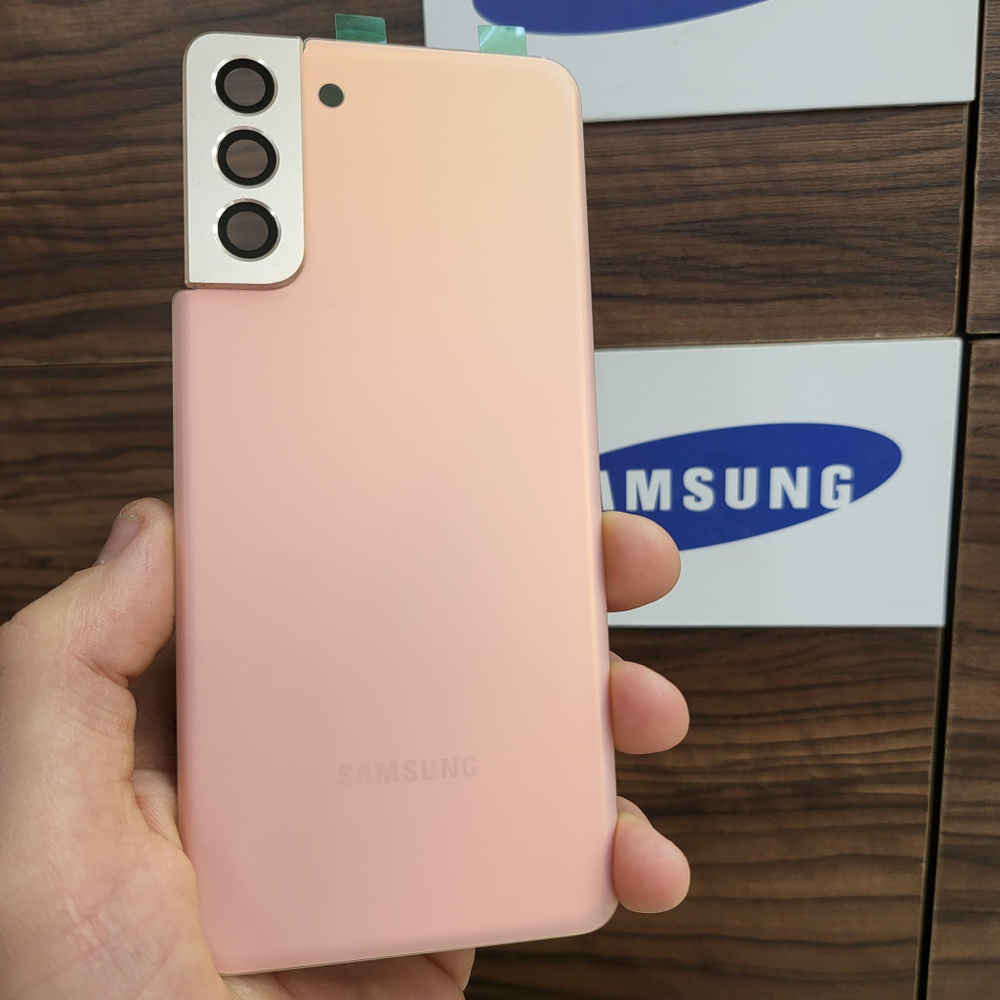 Крышка для Samsung S21 Plus - задняя стеклянная панель премиум качество (розового цвета)