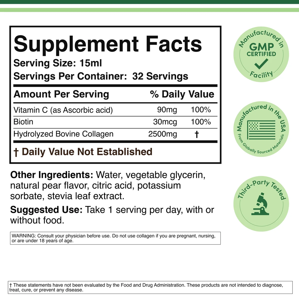 Double Wood Supplements - Liquid Collagen Supplement - 32 x 15 ml servings