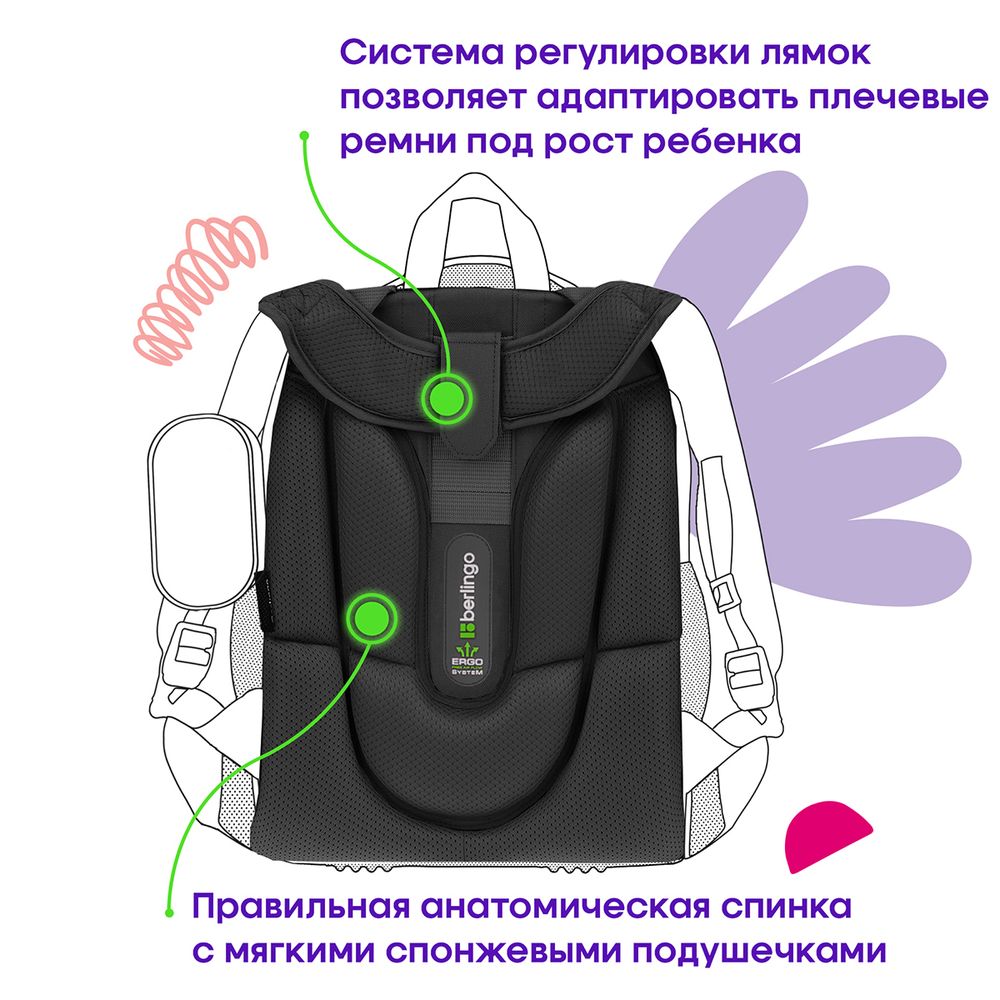 Ранец Berlingo Expert "Glossy stars" 37*28*16см, 2 отделения, 2 кармана, анатомическая спинка