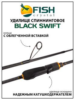 Удилище спиннинговое Fish Crystal Black Swift, 2 секции, длина 1.80 м, тест 0.5-5 г