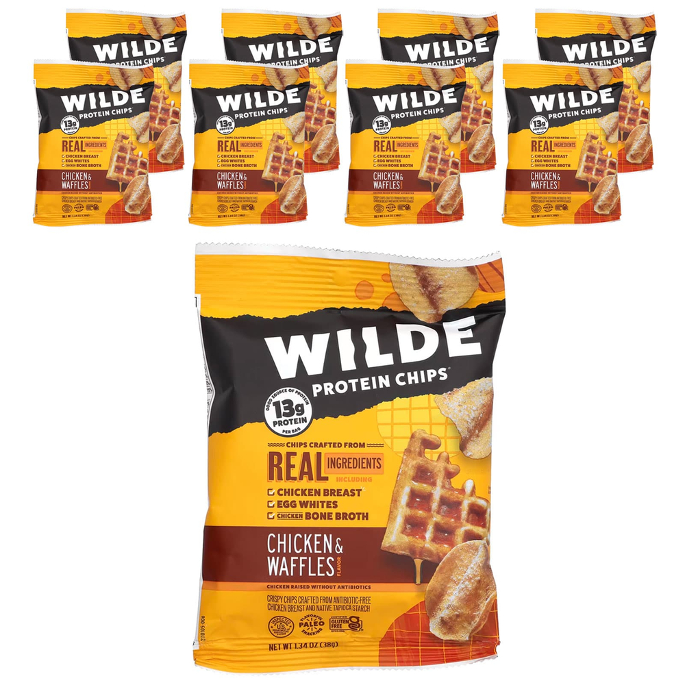 Wilde Brands, Protein Chips®, с курицей и вафлями, 8 пакетиков по 38 г (1,34 унции)