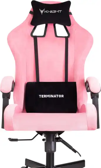 Кресло игровое Knight Terminator розовый Velvet 36 с подголов. крестов. металл