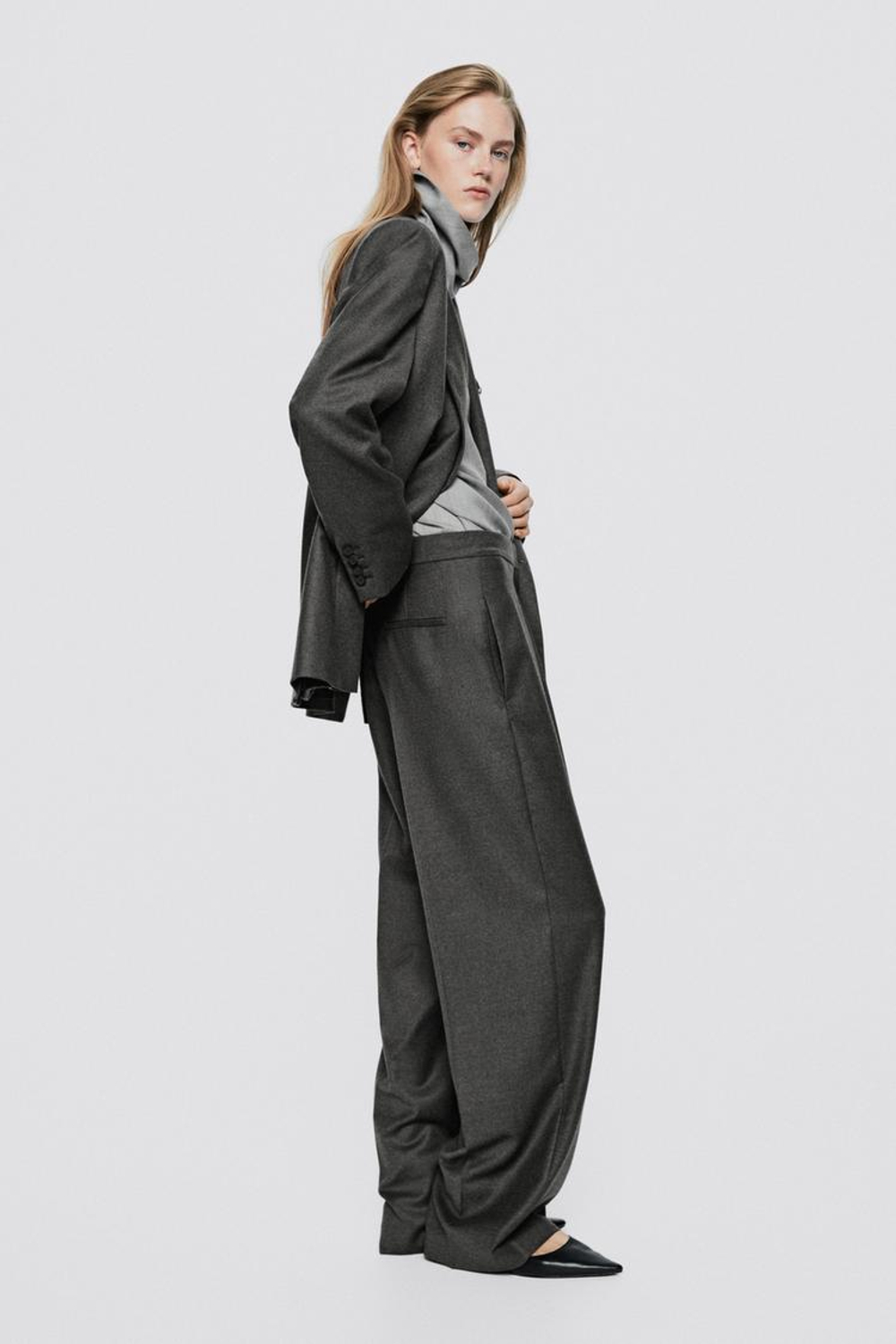 Massimo Dutti Костюмные фланелевые брюки - Limited Edition, темно-серый