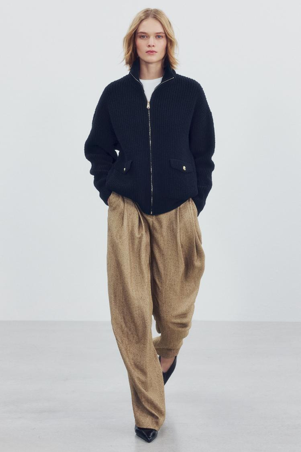 ZARA УДЛИНЕННЫЙ КАРДИГАН, МОРСКОЙ СИНИЙ