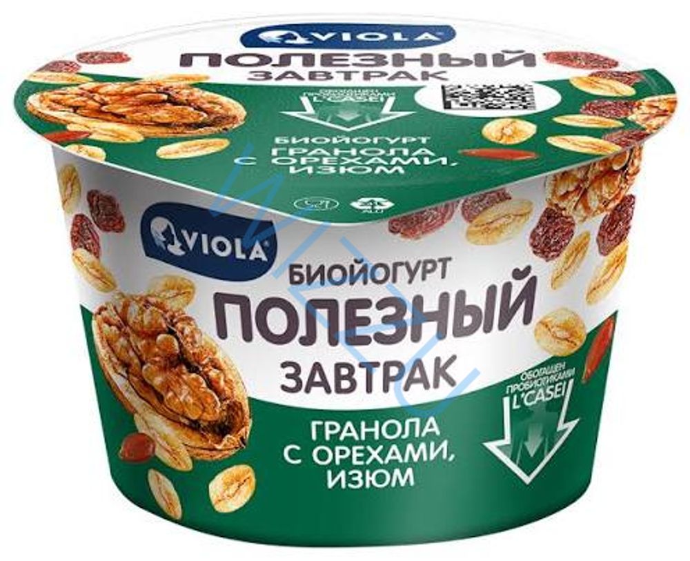 Биойогурт «Полезный завтрак» Viola, с гранолой и изюмом МДЖ 5% 180г