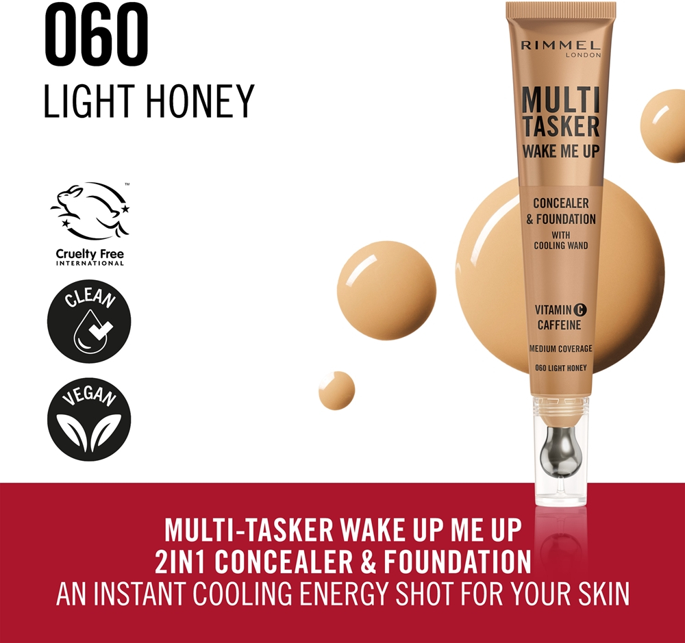 Rimmel Multi-Tasker Wake Me Up - Подклад и корректор с эффектом осветления оттенок 60 Light Honey, 20 ml