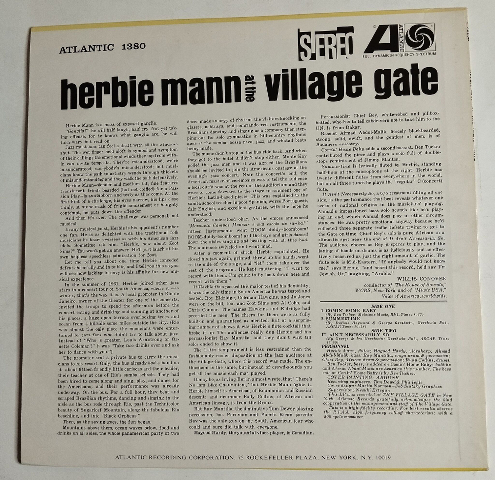 Винтажная виниловая пластинка Herbie Mann Herbie Mann At The Village Gate (Japan 1976) (No Obi)