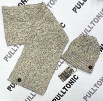 Комплект шарф и шапочка PULLTONIC - "УЗОР" Бежевый меланж