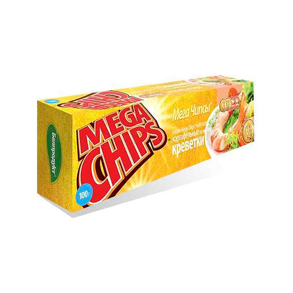 Чипсы "Мега чипсы" картофельные со вкусом креветки 100 г, "Белпродукт", Беларусь