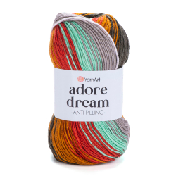 Адоре дрим (Adore dream) пряжа YarnArt 100%акрил антипилинг 5х100г/280м (1069 кремовый-серый-мята-терракот-охра-хаки)