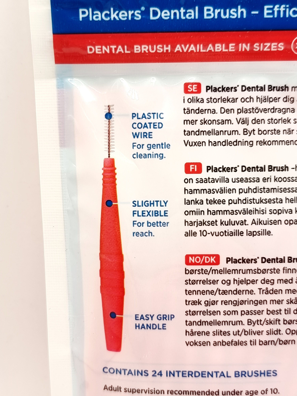 Межзубные ершики Plackers Dental Brush S 0,5 мм 24 шт. красные (Из Финляндии)