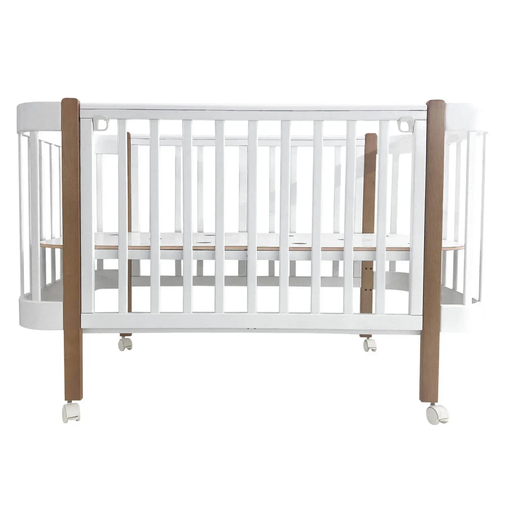 Кровать детская Indigo Italiano Baby продольный маятник на колесах белый-натуральный