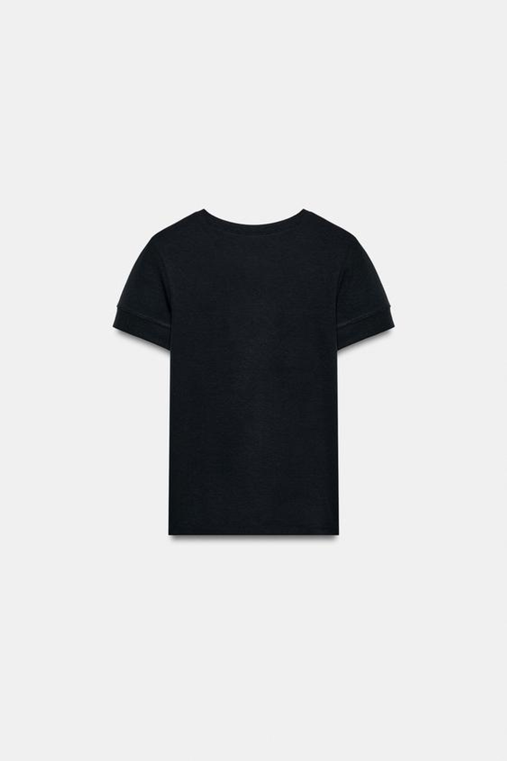 ZARA МИНИМАЛИСТИЧНАЯ ФУТБОЛКА С КОРОТКИМИ РУКАВАМИ, МОРСКОЙ СИНИЙ