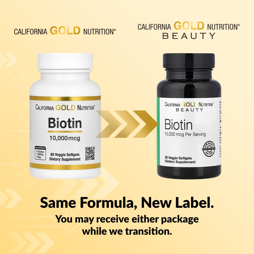 California Gold Nutrition, биотин, 10 000 мкг, 90 вегетарианских капсул