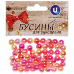 Бусины «Омбре» розово-желтые средние 60 шт