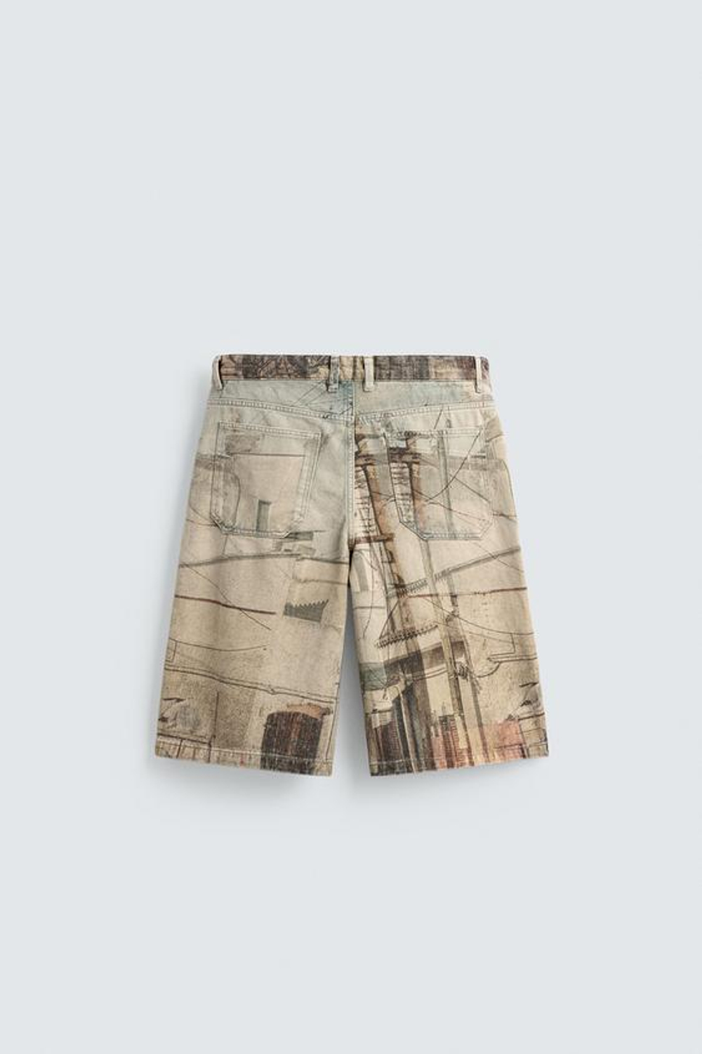 ZARA ШОРТЫ BAGGY С АБСТРАКТНЫМ ПРИНТОМ, РАЗНОЦВЕТНЫЙ
