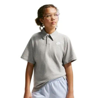 Футболка для мальчика теннисная Nike Kids Sportswear Club Knit Short Sleeve - dark grey heather/white