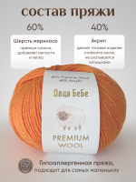 Пряжа для вязания Premium Wool шерсть, цвет зеленый дым (1шт - 100г)