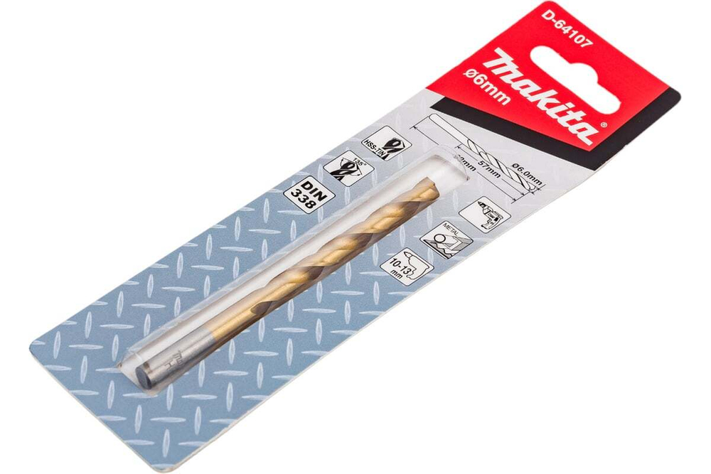 Сверло Makita по металлу HSS-TiN Economy 6*57*93 D-64107