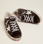Кеды Golden Goose Super-Star sneakers with glitter and handwritten lettering