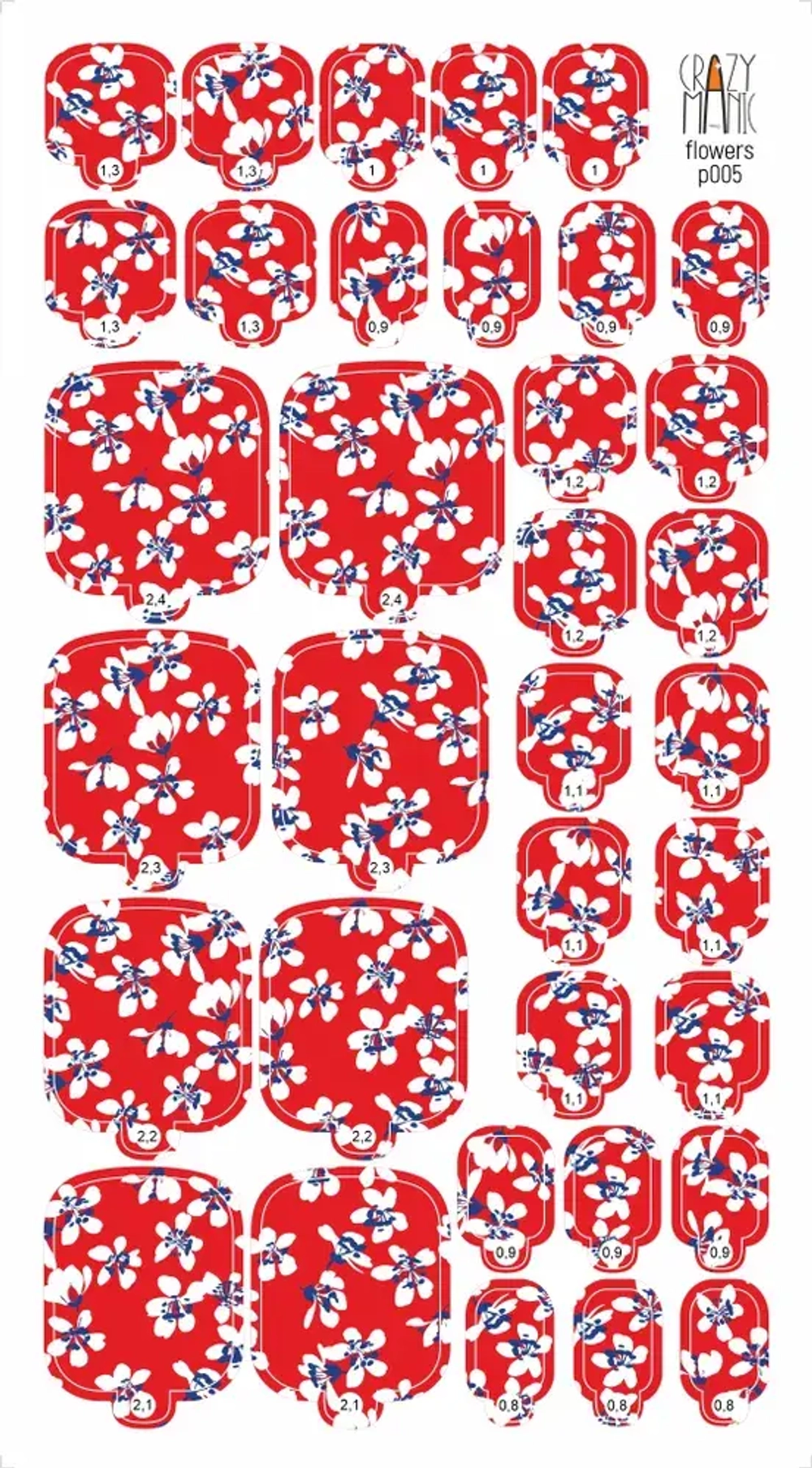 Пленка для педикюра Crazy Manic flowers p005