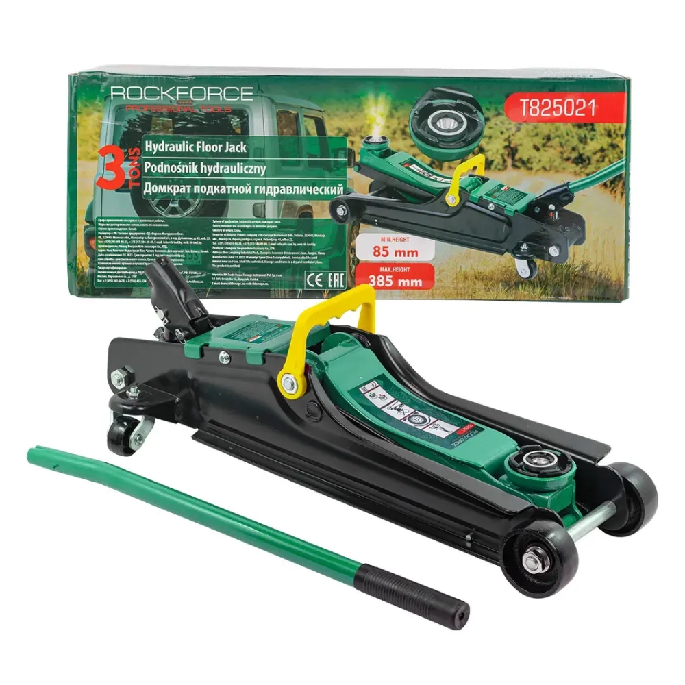 Домкрат подкатной гидравлический 3т (h min 85мм, h max 385мм) RockForce##Rock FORCE RF-T825021