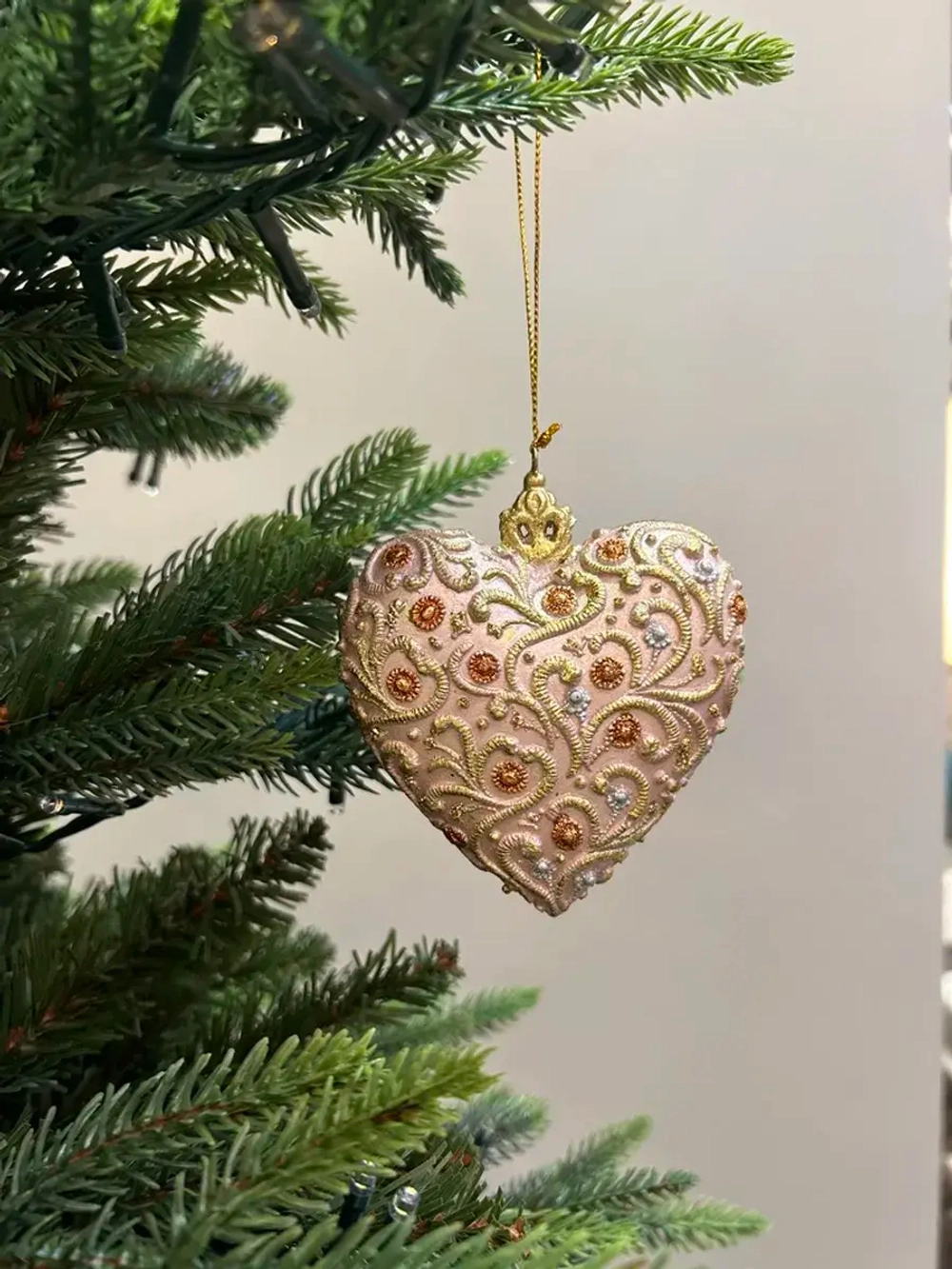 Елочная игрушка Сердце, полистоун, 10 см