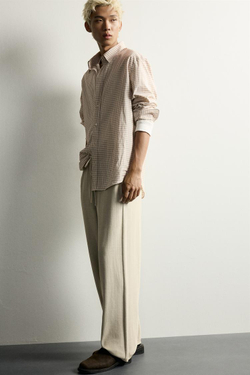 ZARA ТРИКОТАЖНЫЕ БРЮКИ RELAXED FIT ИЗ ХЛОПКА, СВЕТЛО-СЕРЫЙ