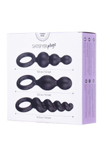 Набор анальных плагов Satisfyer, чёрный, 13,5/13,5/14см