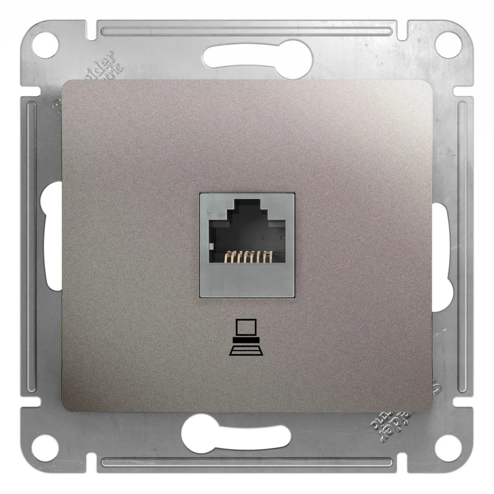 GLOSSA РОЗЕТКА компьютерная RJ45 кат. 5e, механизм, ПЛАТИНА