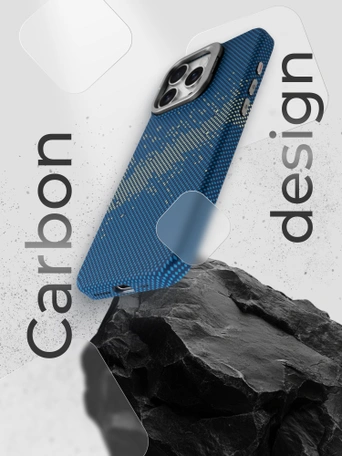 Чехол накладка iPhone 16 Pro Max 6.9" Gurdini Carbon Design (Magsafe &amp; Lense holder) Galaxy Blue