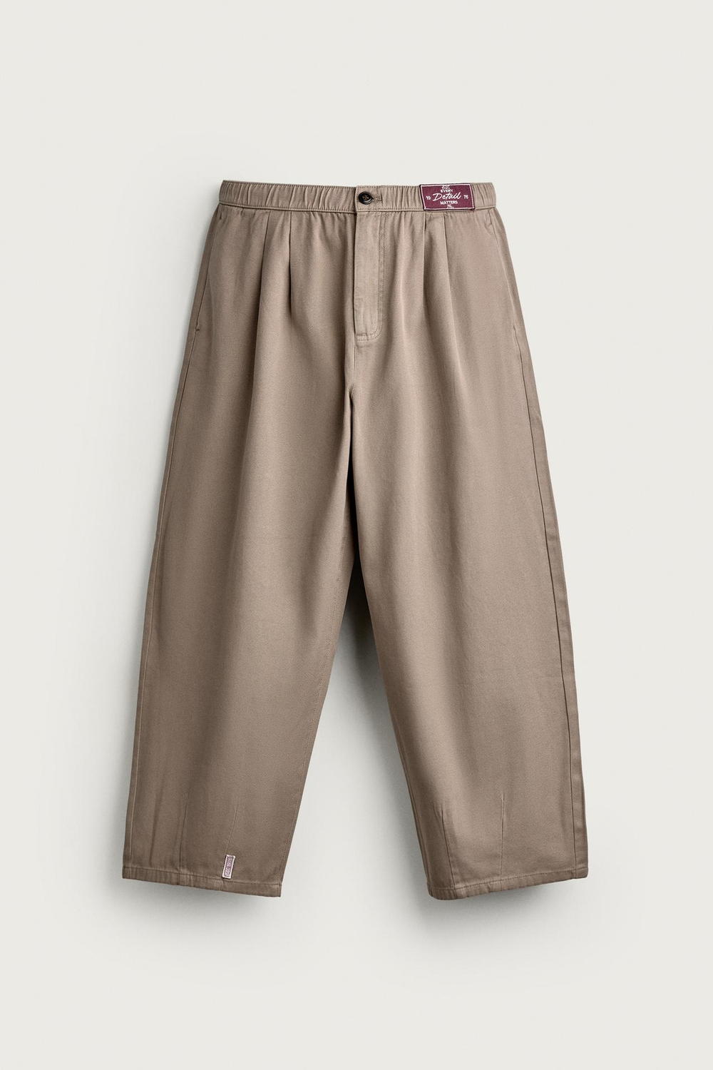 ZARA БРЮКИ BALLOON FIT CONFORT, СЕРО-КОРИЧНЕВЫЙ