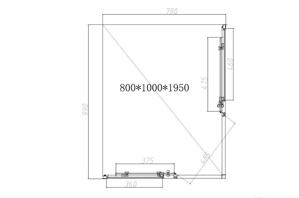 Душевой уголок Слим-Н (Slim-N) VSS-4SN8010CLG, 1000*800, брашированное золото, стекло прозрачное,