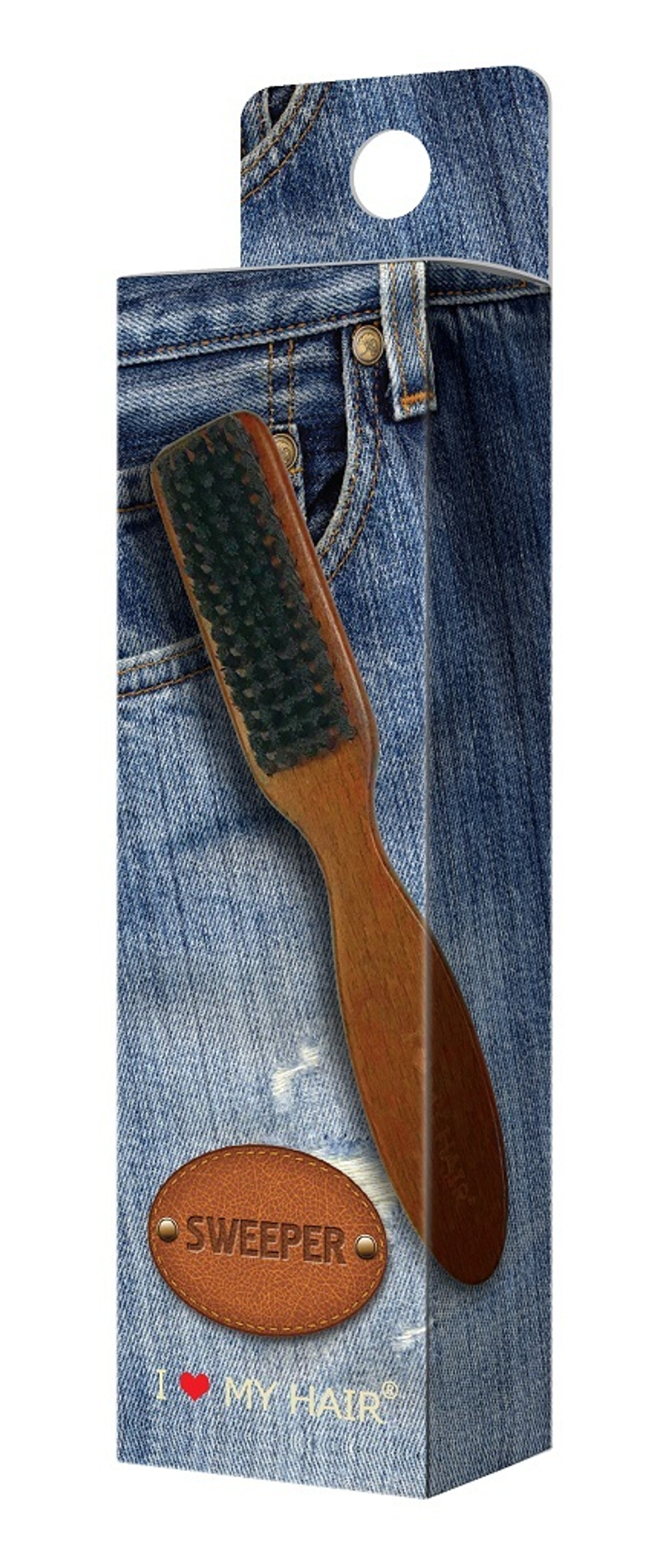 Щетка-сметка для фейдинга I LOVE MY HAIR Sweeper 8001 деревянная (щетина 11мм)