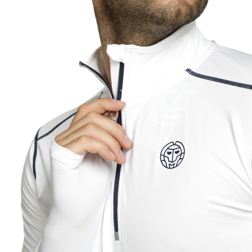 Мужское теннисное поло BIDI BADU Zac Tech Long Sleeve Men - White