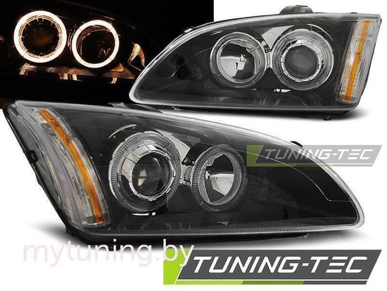 Передние фары Ford Focus 2 angel eyes black