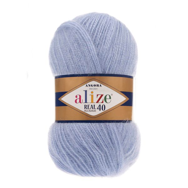 Пряжа Alize (Ализе) Angora Real 40 / уп.5 мот. по 100 г, 430м, 040 голубой A