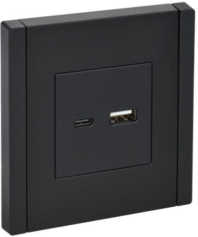 FORTE&PIANO Розетка USB A+C 18Вт FP151 черный IEK