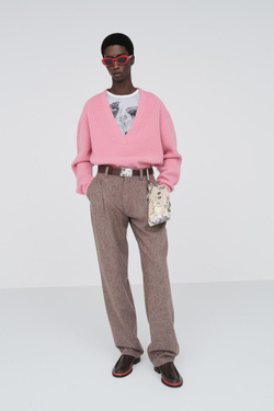 ZARA X BAISI GUADAGNINO КАШЕМИРОВЫЙ СВИТЕР, РОЗОВЫЙ