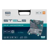 Набор инструментов, 1/2", 1/4", CrV, пластиковый кейс 76 предметов Stels — фото 4