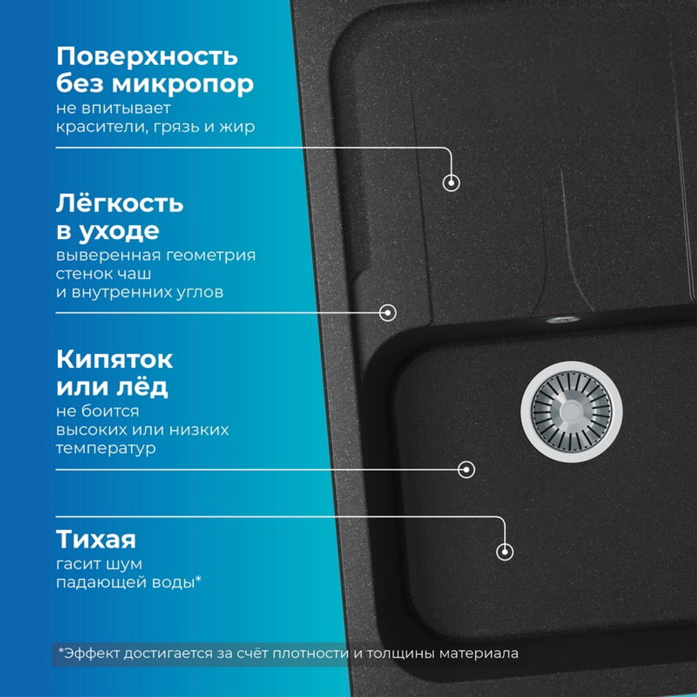 Мойка POLYGRAN ALTO-780 черный № 16