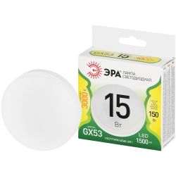Лампа светодиодная ЭРА GREEN LINE LED GX-15W-830-GX53 GL 15Вт таблетка теплый свет GX53 | Лампочки