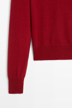 Massimo Dutti Кардиган из 100% кашемира с воротником поло, гранатовый