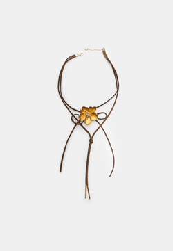 STRADIVARIUS Ожерелье с контрастным цветком, горчичный