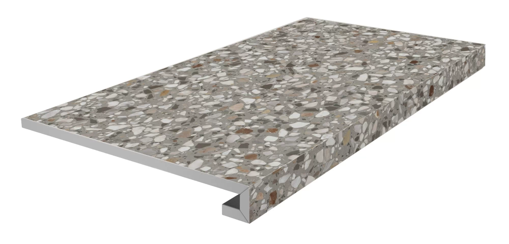 KERAMA MARAZZI БРИЧИОЛА Ступень клееная фронтальная серый матовый обрезной 33x60 / 9 мм. / KM6060G0011RGCF