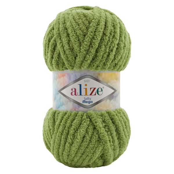 Пряжа Alize (Ализе) Softy Mega / уп.5 мот. по 100 г, 70м, 485 черепаха зеленая