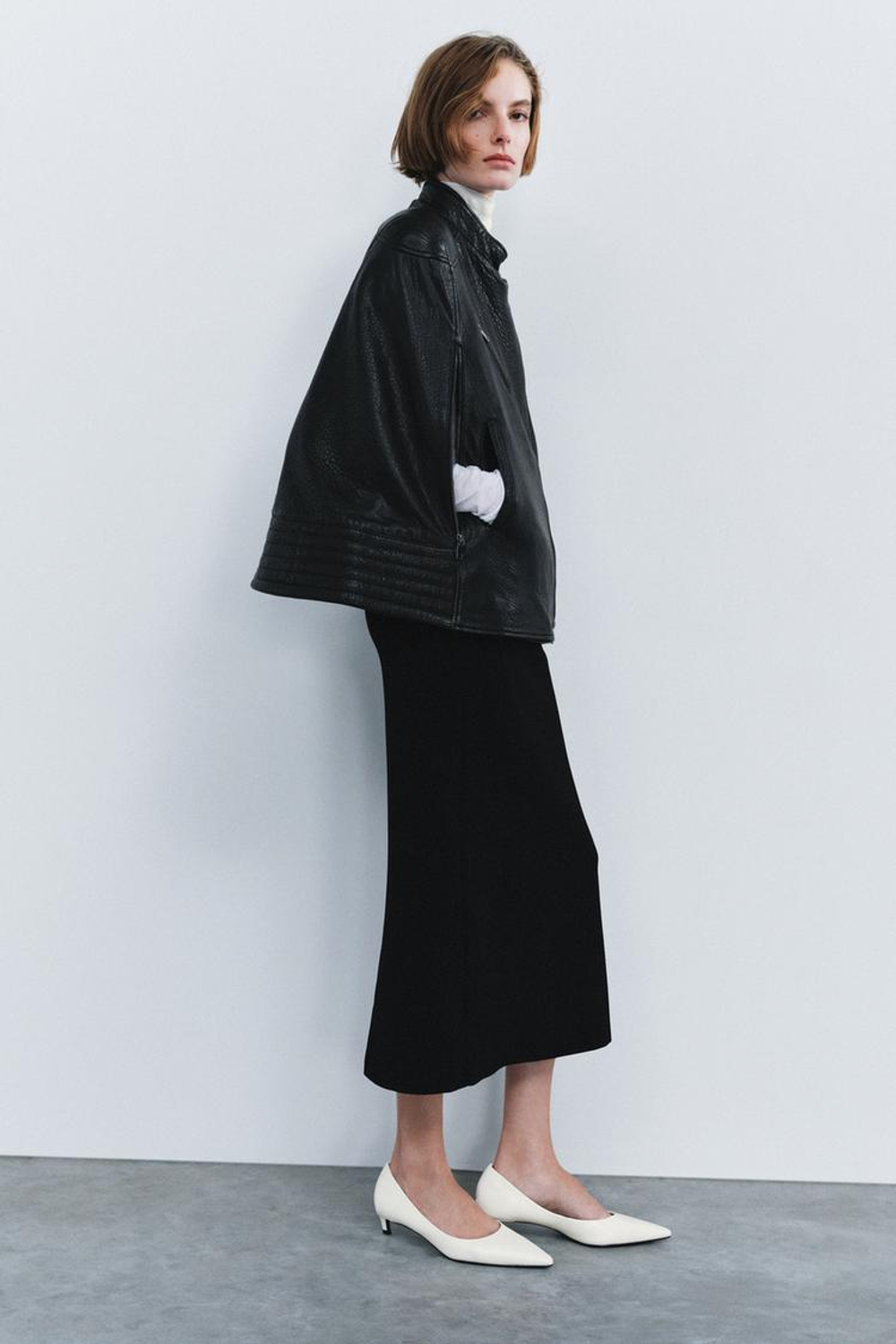 ZARA КОЖАНЫЕ ТУФЛИ KITTEN LIMITED EDITION, БЕЛЫЙ